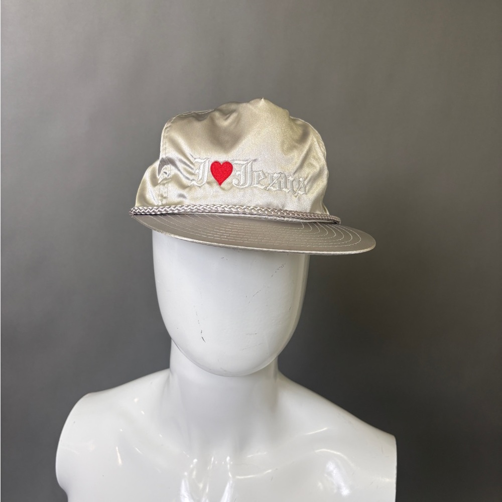 I Love Jesus Silver Flat Bill Cap with Embroidery
